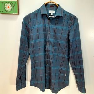 Body Fit Calvin Klein Shirt, Cool Blue Plaid Xsm